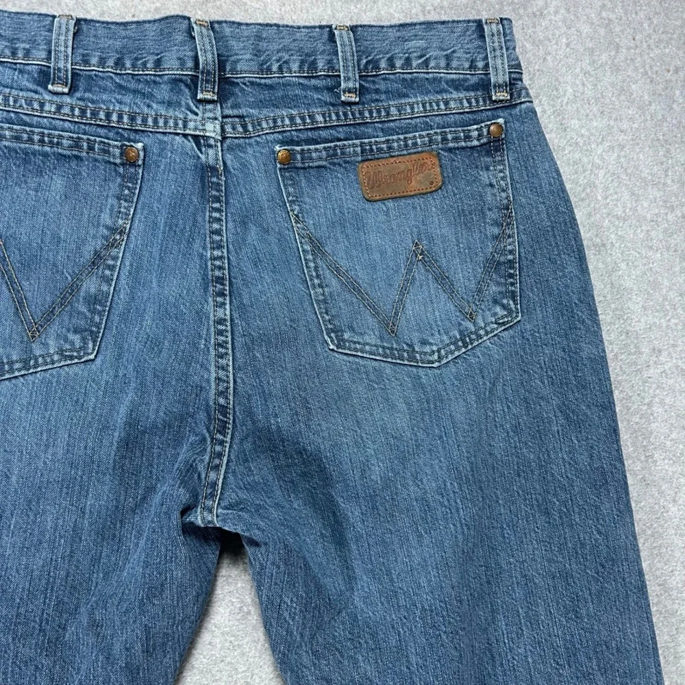 Wrangler Jeans Retro Slim Boot Mens 34x34 Blue Denim Western Cowboy